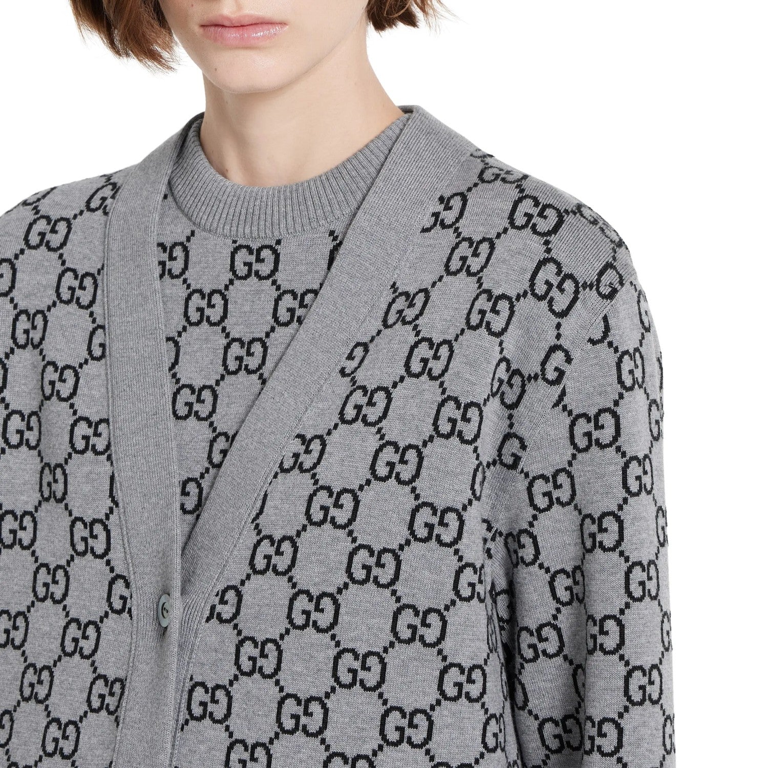 Gucci Men's and Women's Autumn/Winter Fashion Casual Double-Faced GG Jacquard Fine Wool Knit Cardigan #79486