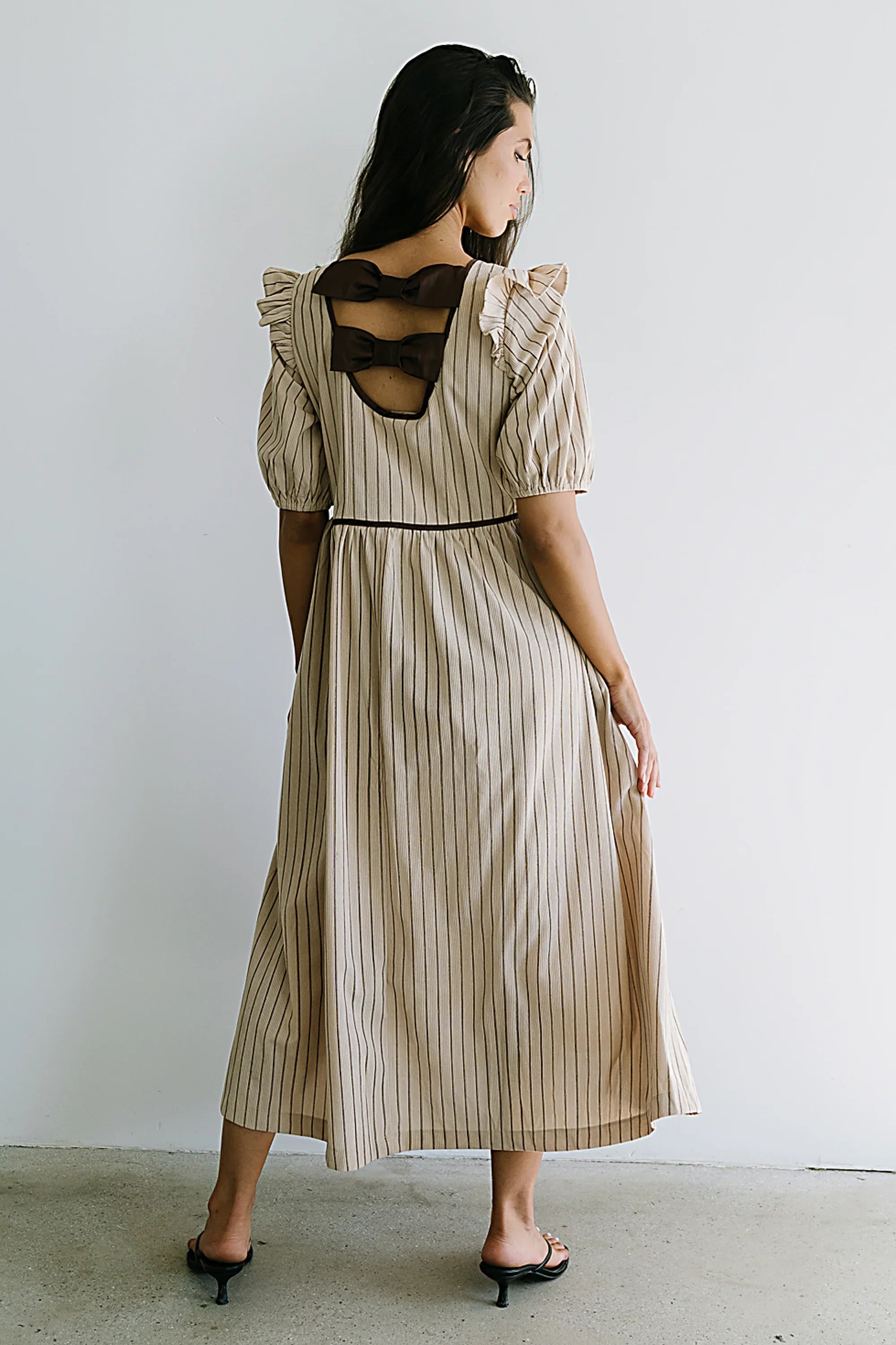 Berlin Corduroy Baby Doll Midi Dress in Taupe