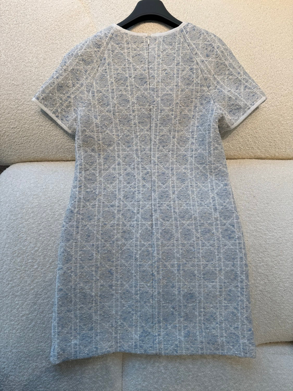 Dior ? Women's Spring/Summer Fashion Casual Round Neck Simple Elegant Rattan Check Short Sleeve Dress #79562