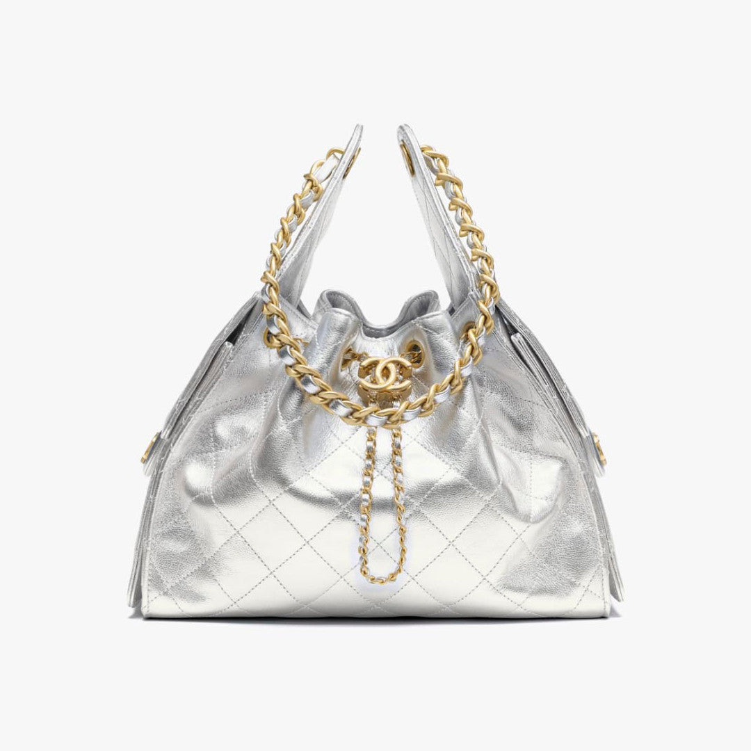 Chanel Women's Classic Double C Logo Solid Color Cowhide & Leather Tote Shoulder Bag Bags #77572