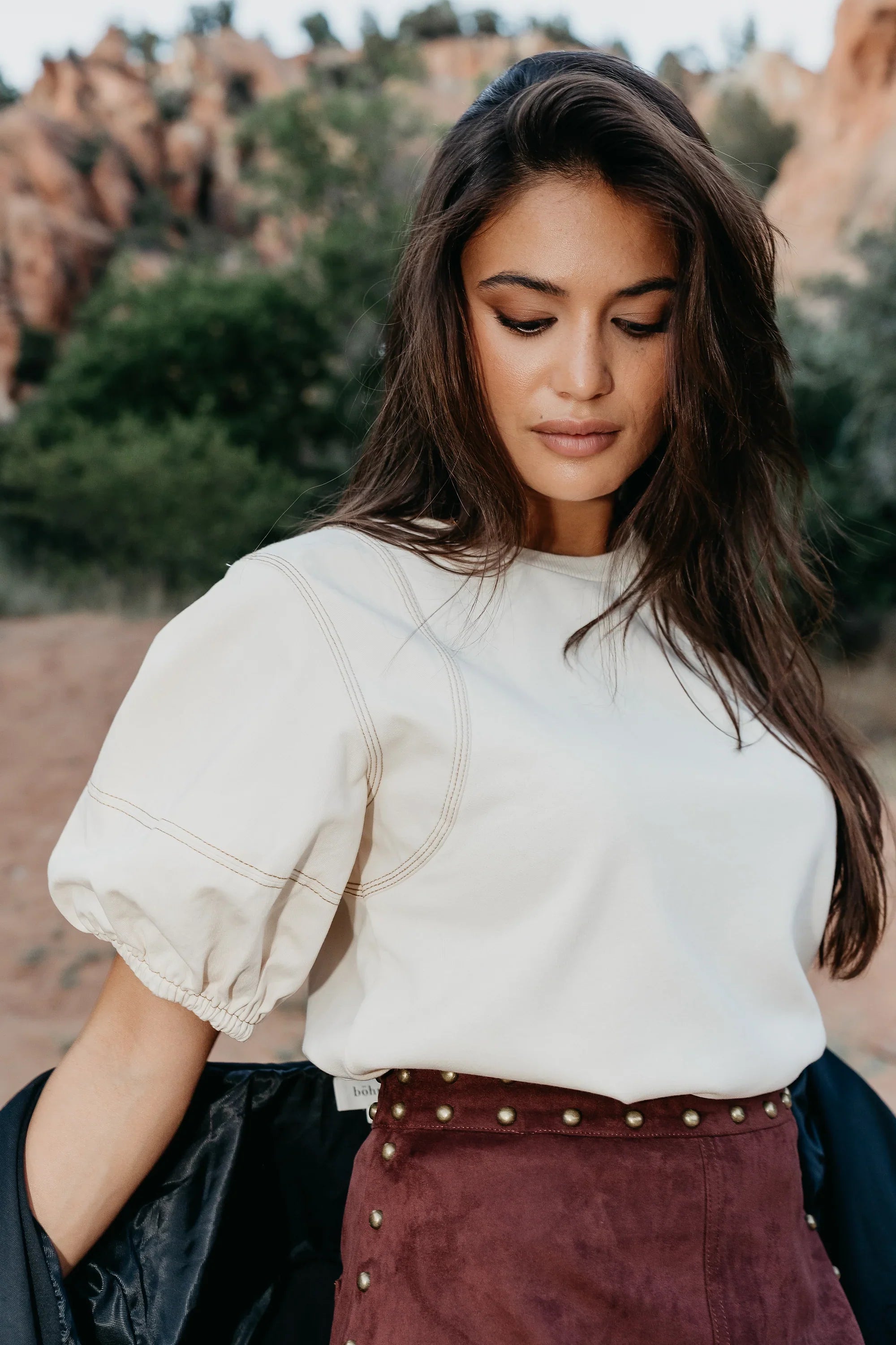 Aspen Puff Sleeve Top in Ecru