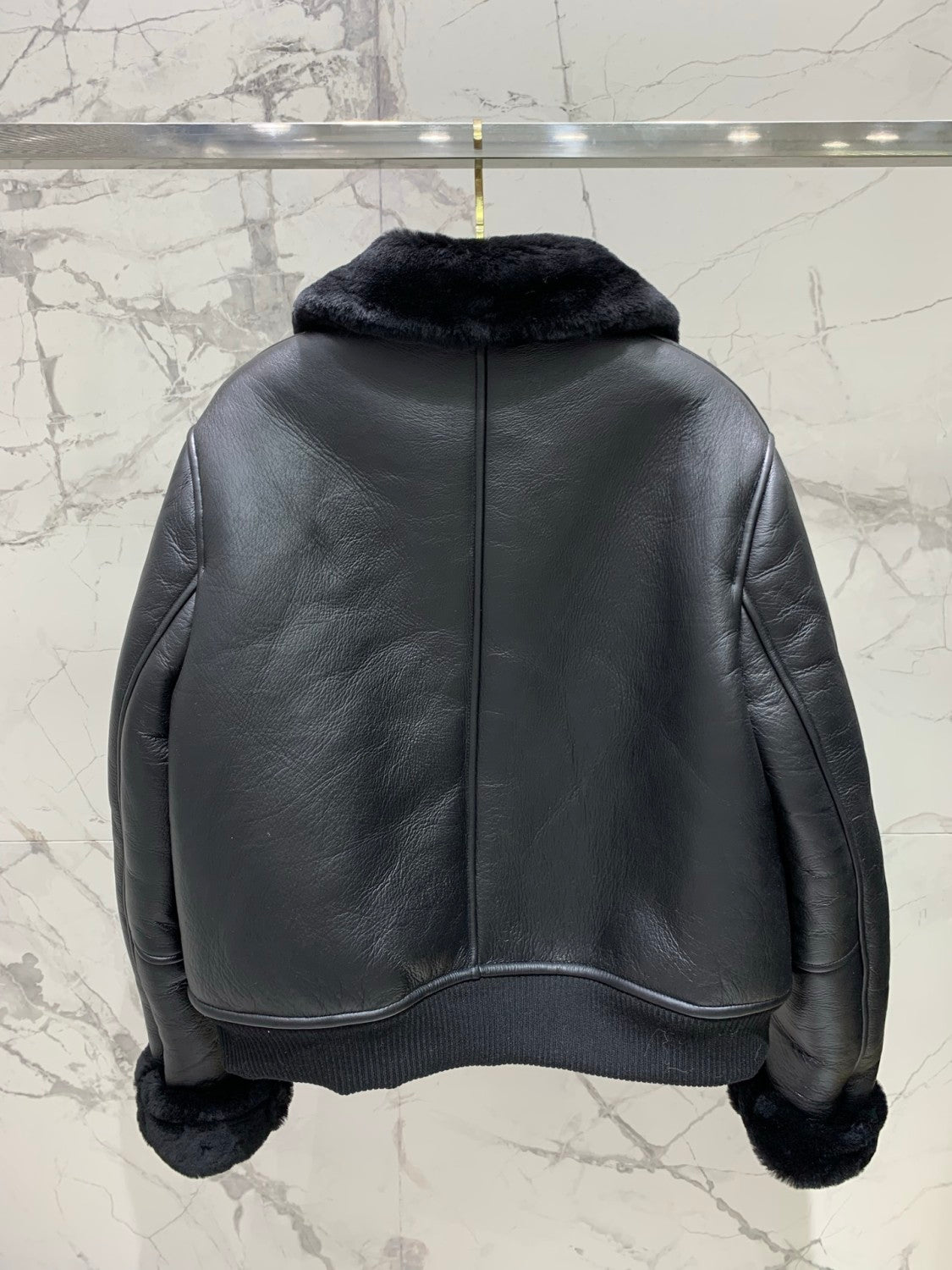 Chanel 25FW Tunic Jacket Reversible Shearling Black Merino Wool Women's Warm Retro Leather Jacket #332447