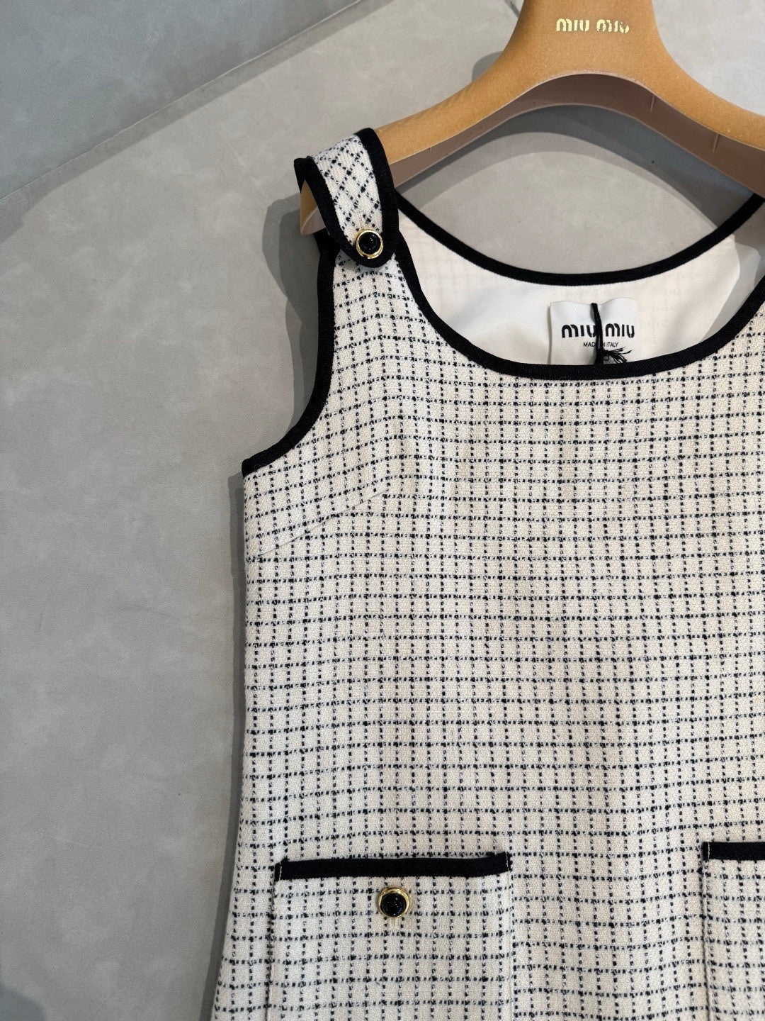 MiuMiu Short Plaid Dress White #335942