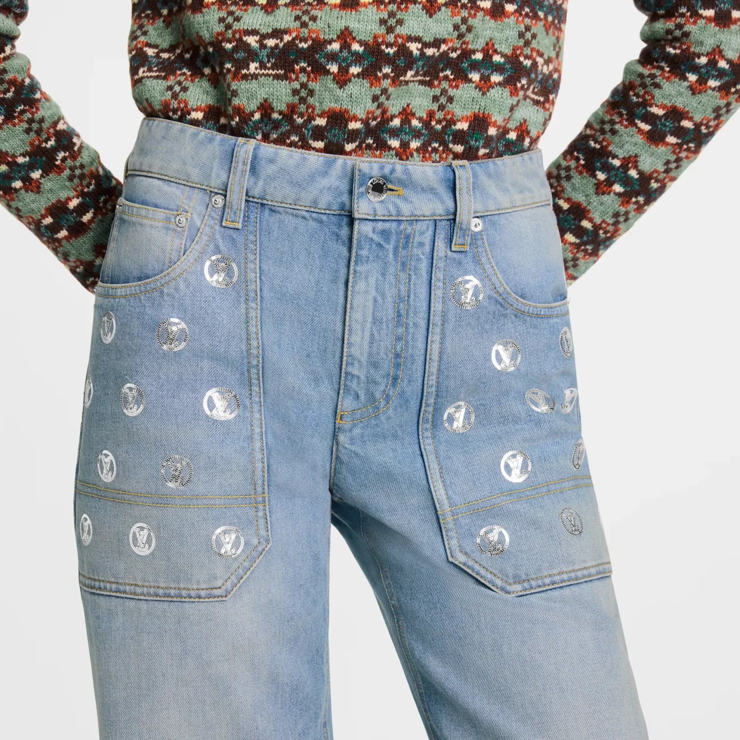 Louis Vuitton Signature Sequin Slim Fit Jeans #334460