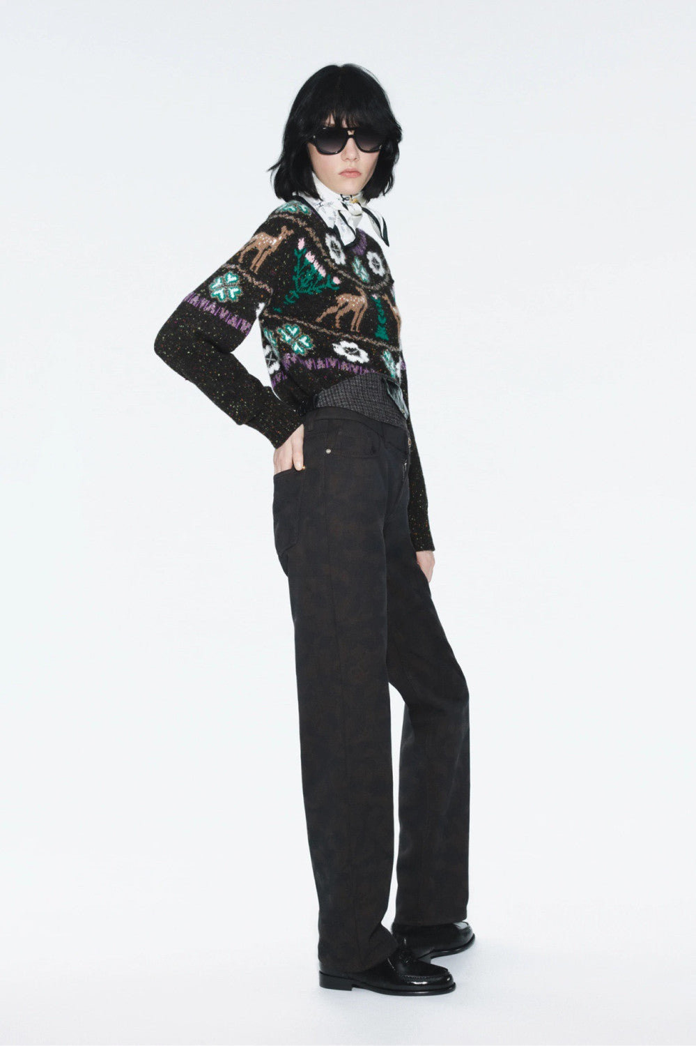 Chanel Pullover Cashmere Ecru Beige Black #376367