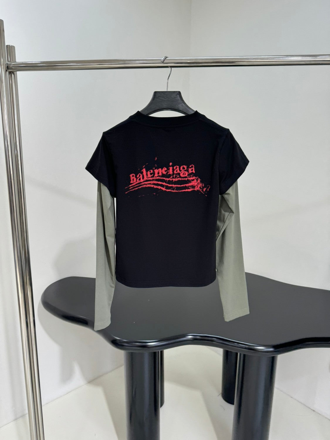 Balenciaga WASHED CRAYON POLITICAL Men's And Women's Spring/fall Casual Fashion Crewneck Pullover Retro Stretch Knit Fabric Slim Fit Short Sleeve T-shirt #79383