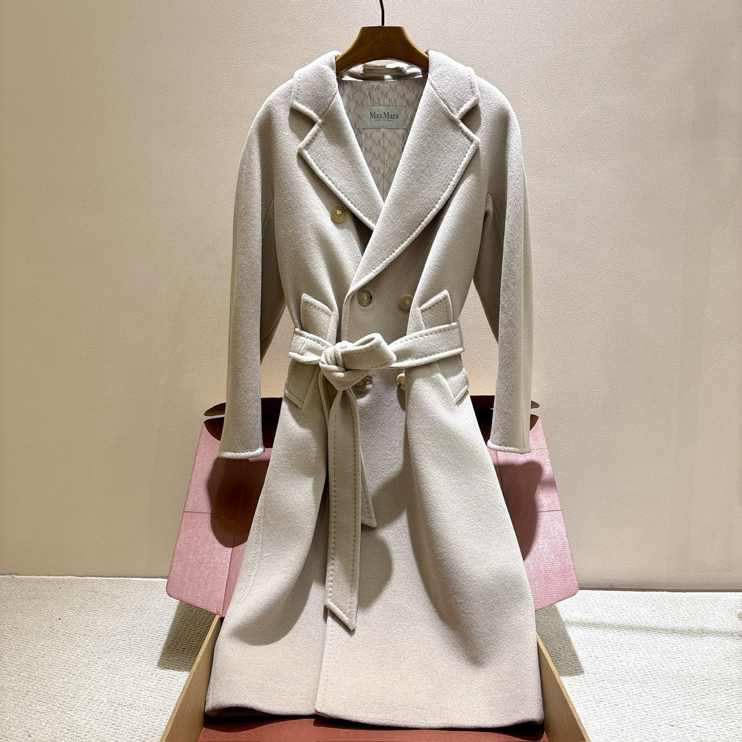 MaxMara Women's Fall/Winter Fashion Classic Solid Color V Neck Single Breasted Long Sleeve Mid Length Coat Jacket #79426