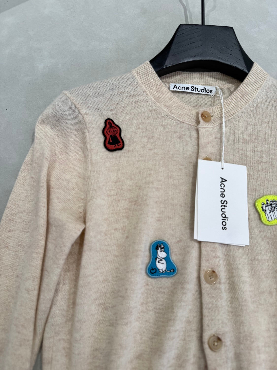 Acne Stuidos x moomin Co-branded women's cartoon round neck casual knitted cardigan #332139