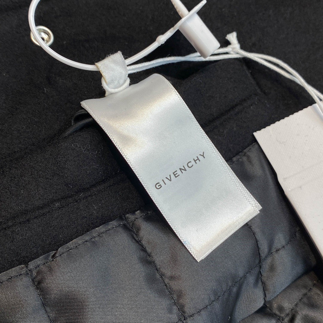 Givenchy Men's Patchwork Crew Neck Single Breasted Logo Long Sleeve Jacket Black #332271