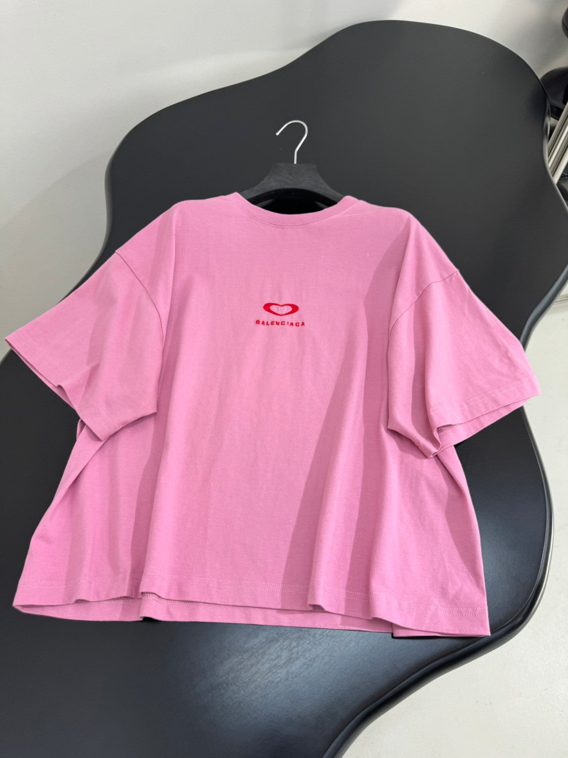 Balenciaga QIXI 25 CROPPED Women's Summer Fashion Casual Solid Color Embroidered Print Distressed Round Neck Short Sleeve Drop Shoulder Cropped T-Shirt Top #78286