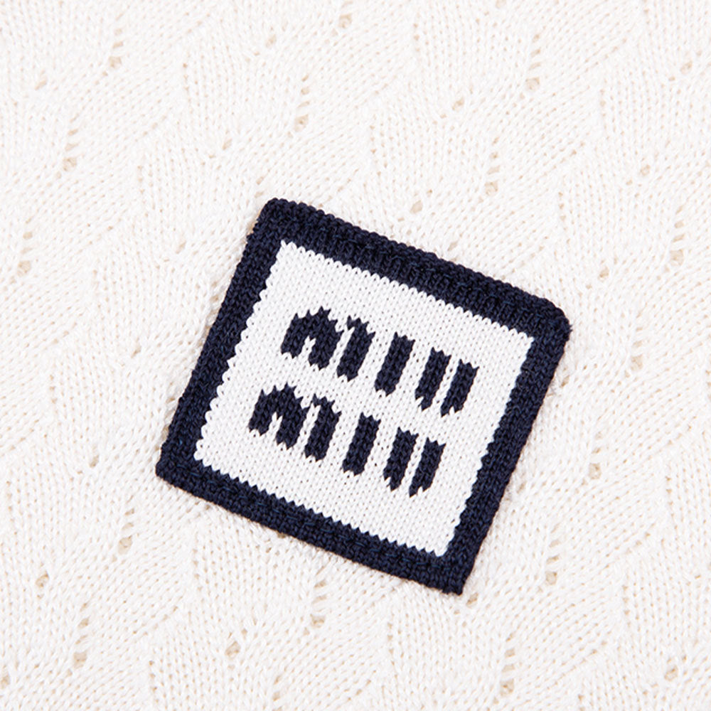 MiuMiu Fw25 Contrast Color Hollow Pullover Polo Shirt #334131