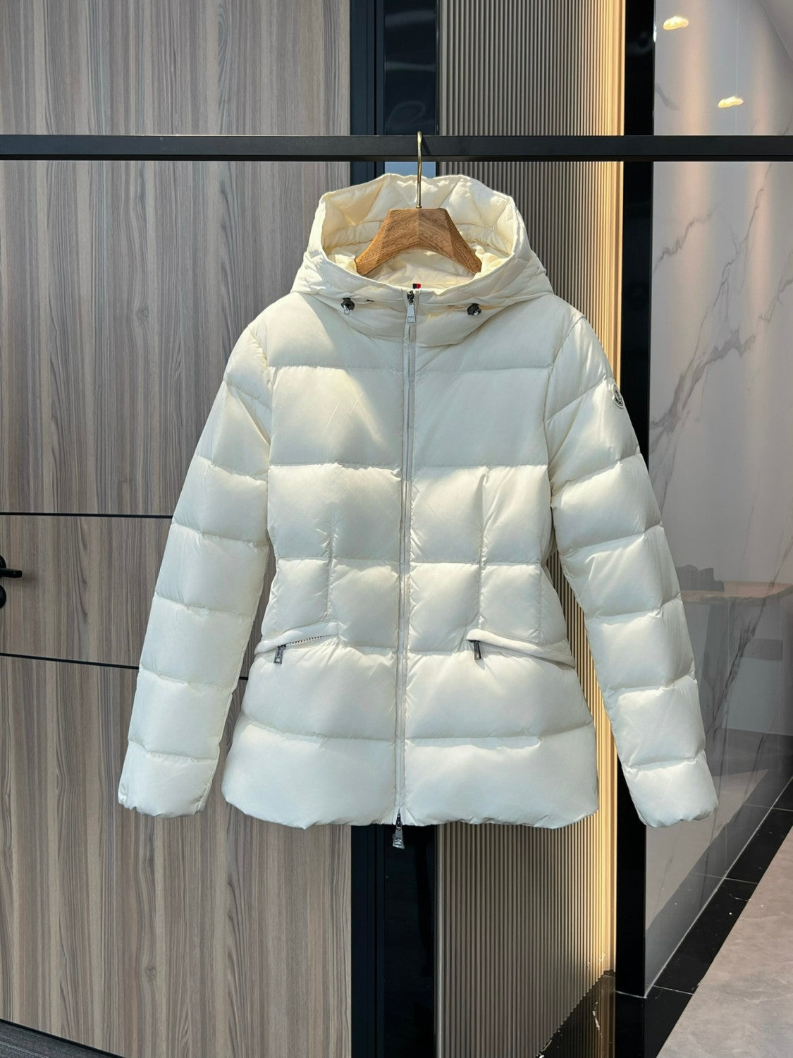 Moncler Ivory Avoce Women's Hooded Short Down Jacket Coat #332707