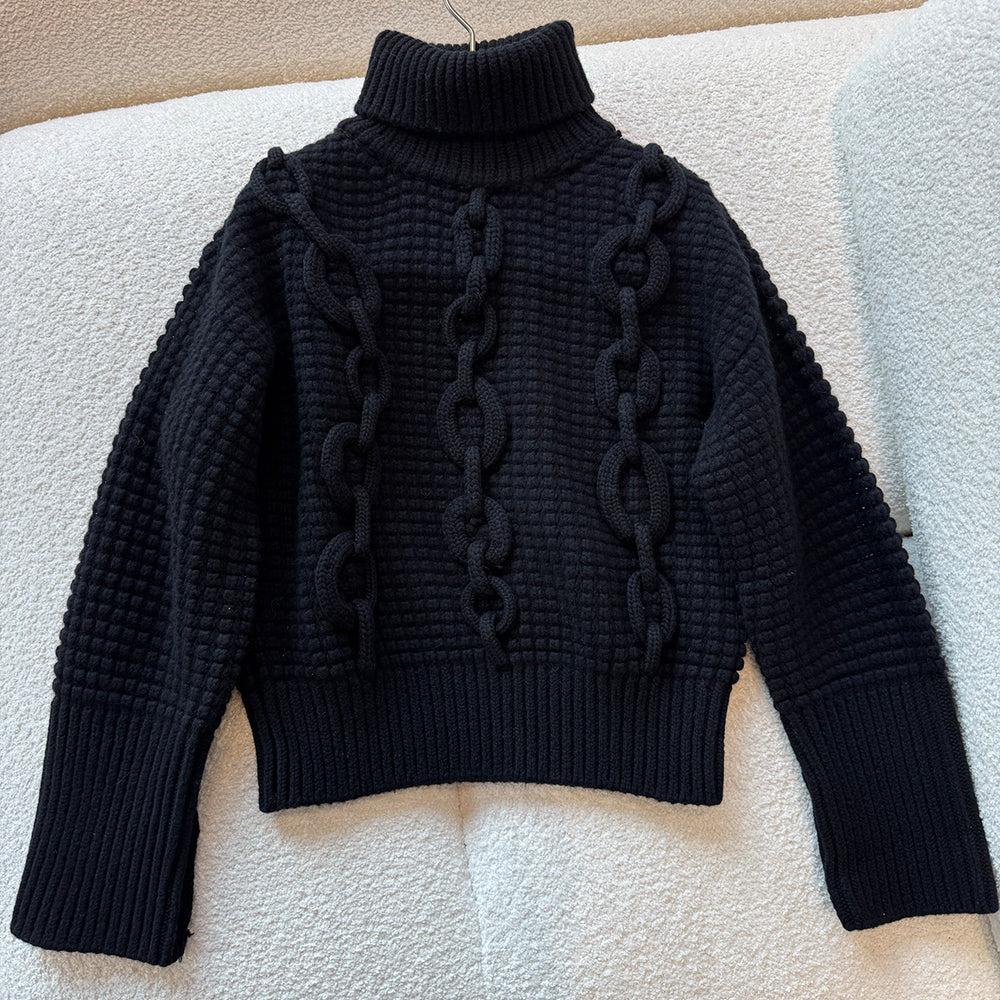 Herm¨¨s Women's 3D Embellished Knitted Turtleneck Sweater #328888