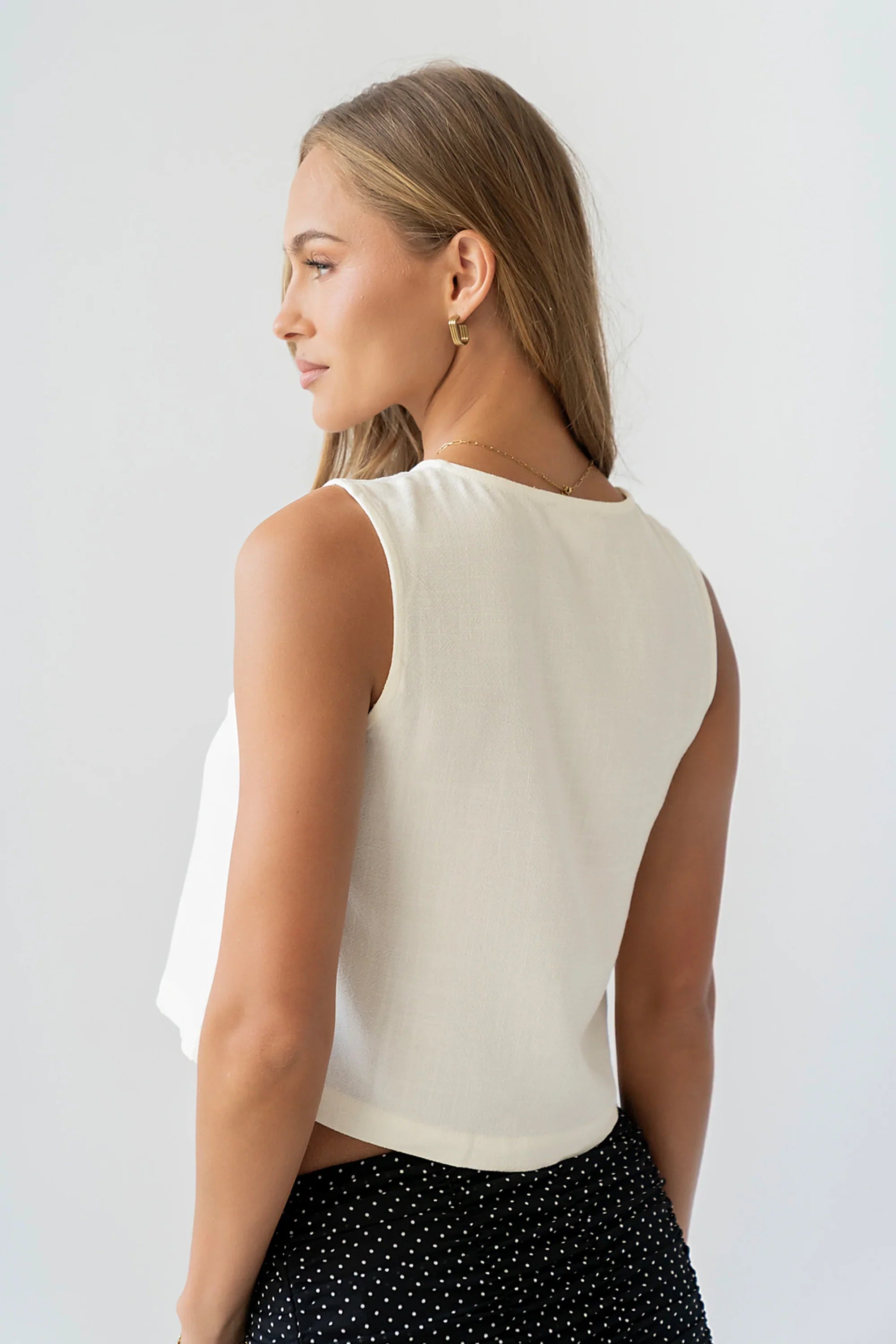 Allie Cropped Button Down Tank