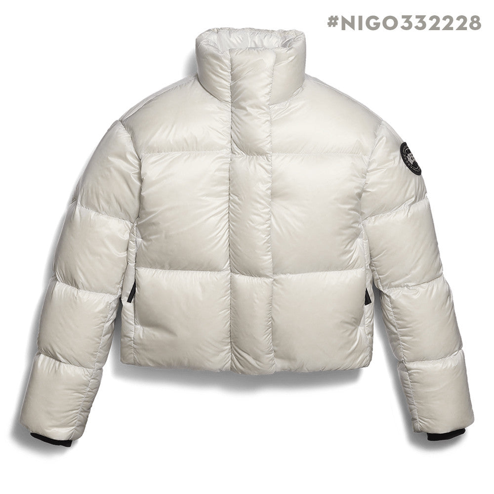 Canada Goose Cypress Cropped Puffer White Label Stand Collar Long Sleeve Glossy Windproof Waterproof Casual Lightweight Short Down Jacket #332228