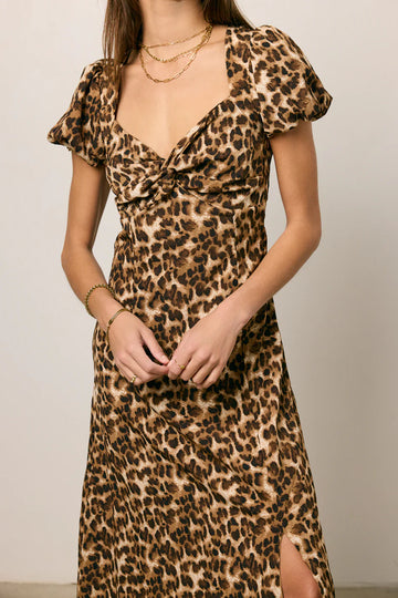 Meradith Leopard Print Midi Dress