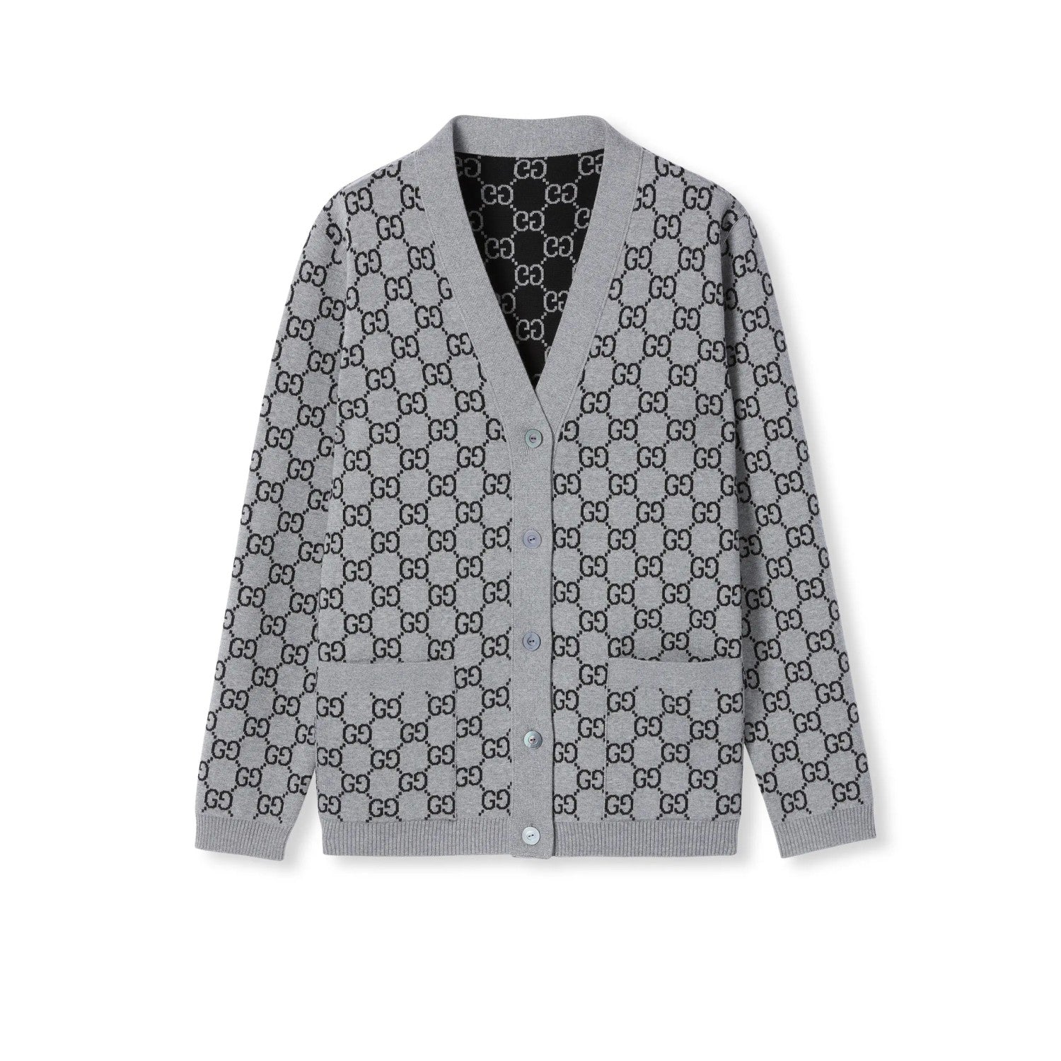Gucci Men's and Women's Autumn/Winter Fashion Casual Double-Faced GG Jacquard Fine Wool Knit Cardigan #79486