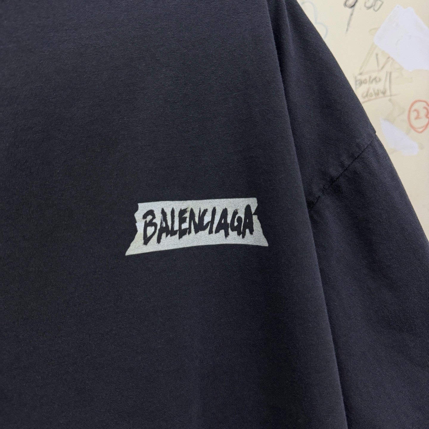 Balenciaga Top-quality Version Women's Masking Tape T-shirt Medium Fit in Faded Black #336738