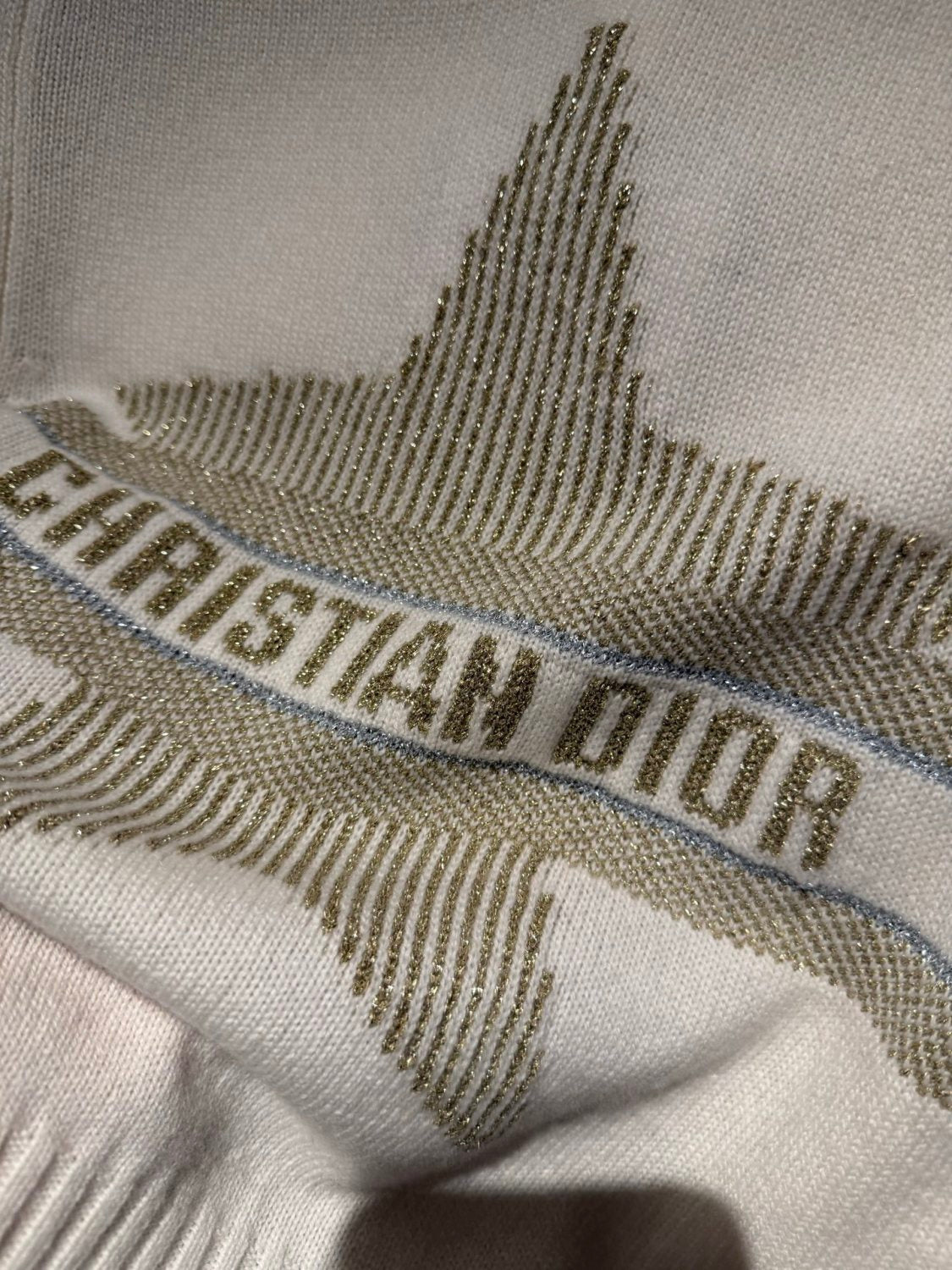 DIOR DiorAlps Mock Neck Sweater Ecru Virgin Wool Cashmere Blend Knit with Gold Tone Dior Star Motif #375804