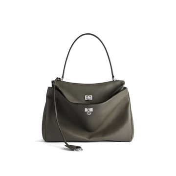 Balenciaga Women's Solid Color Large Capacity Rodeo Small Tote Casual Leather Silver Button Casual Shoulder Crossbody Bags Ngvp #9917