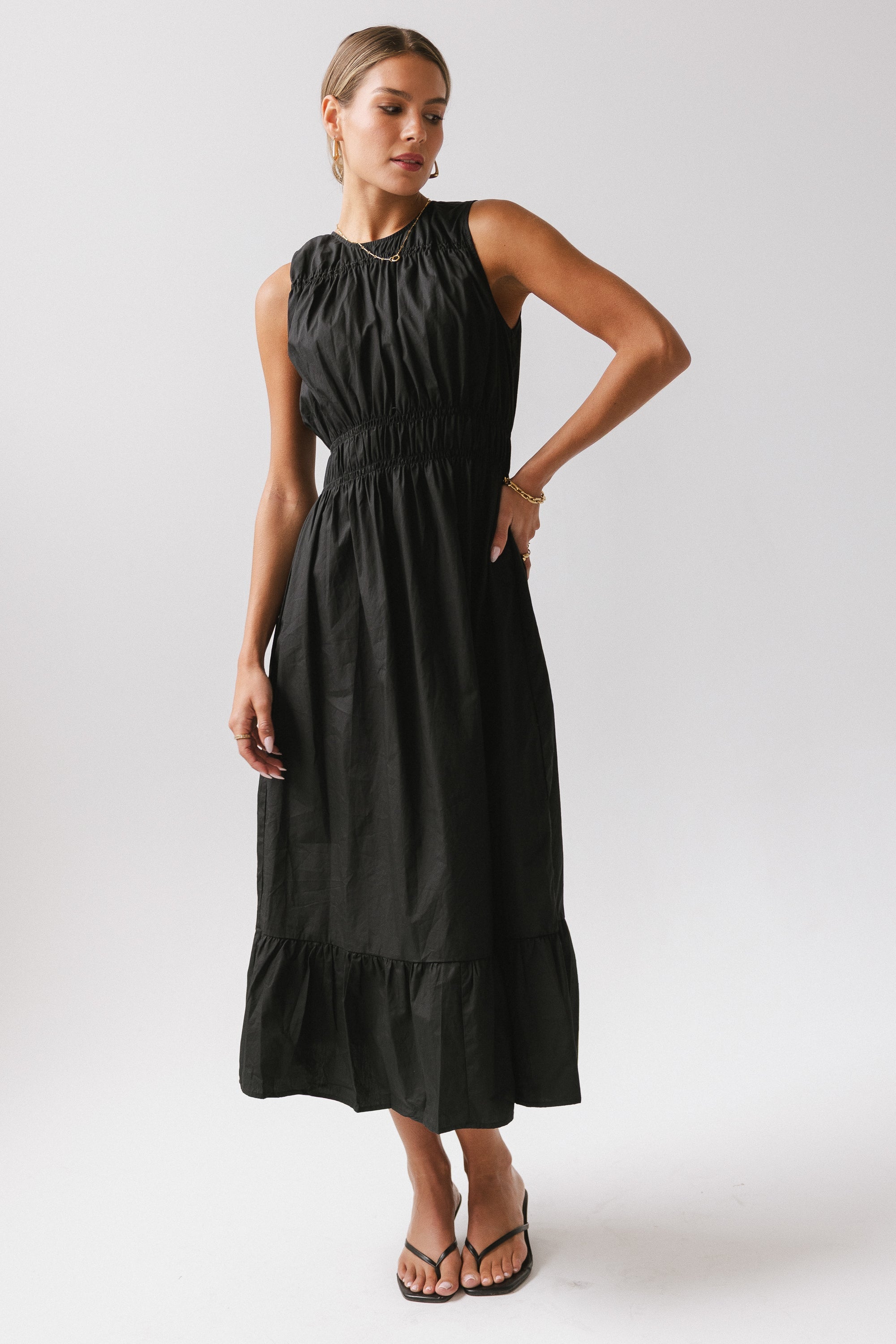 Carmina Tiered Dress in Black