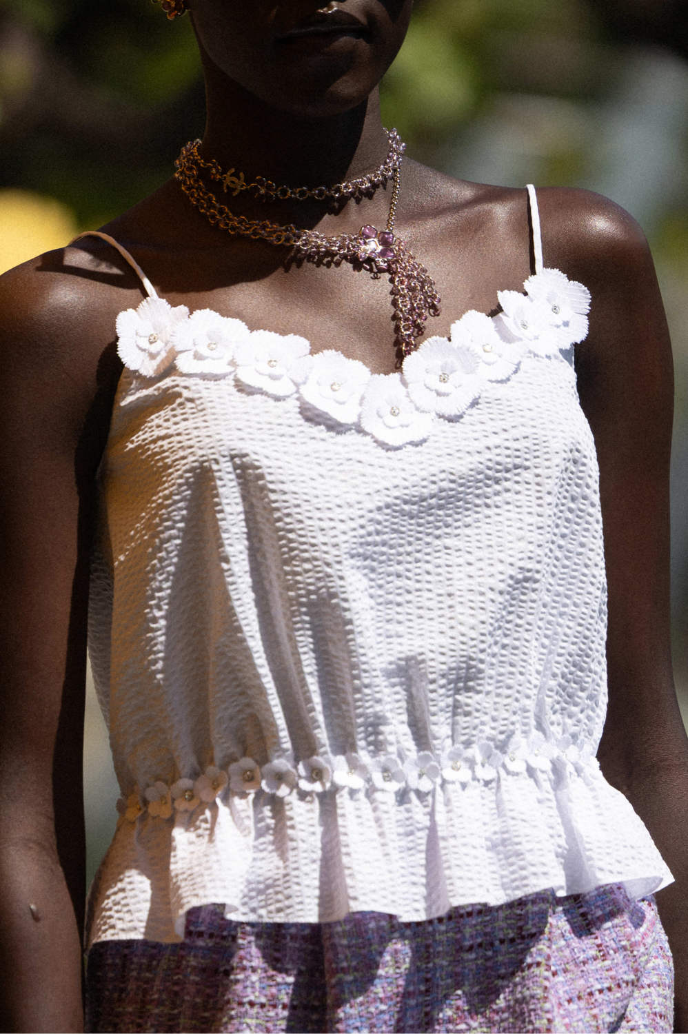 Chanel Top Embroidered Cotton White #375690