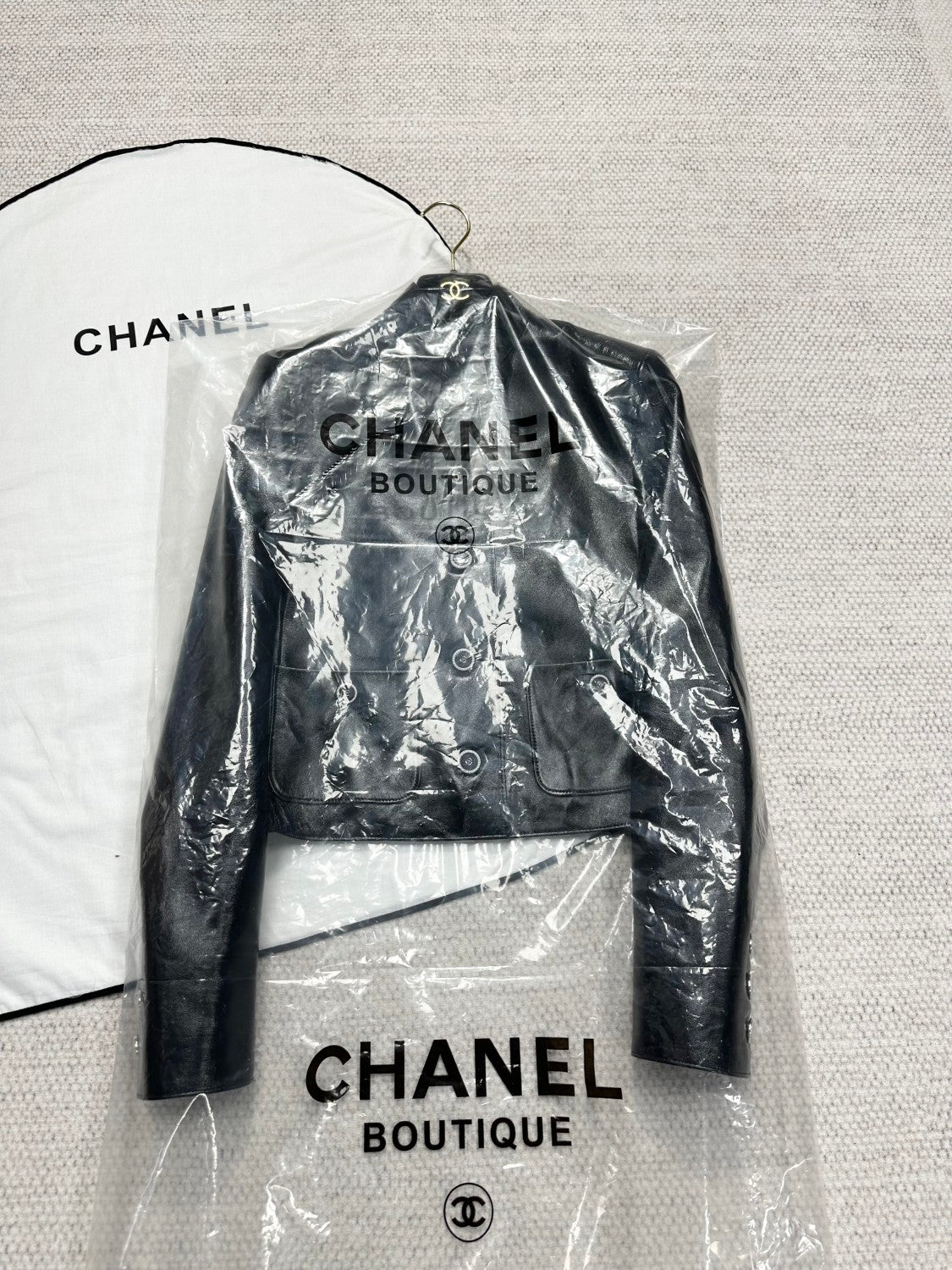 Chanel Women's Spring/Fall Fashion Classic Lapel Long Sleeve Leather Single Breasted Jacket #78487