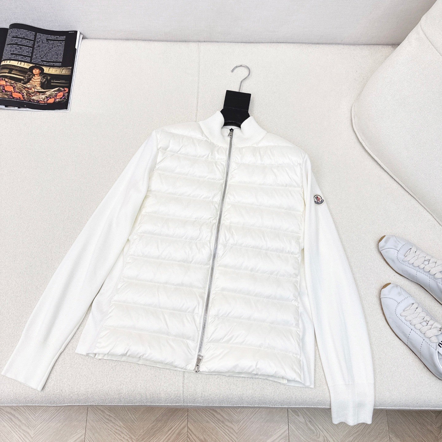 Moncler Cardigan Women's Ski Solid Color Snow Mountain Stand Collar Wool Goose Down Down Jacket#333081