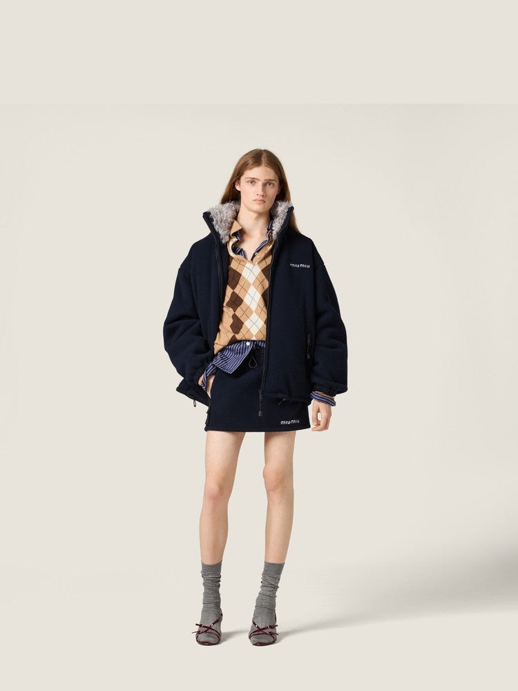 MiuMiu Women's Embroidered Logo Stand Collar Solid Color Zipper Long Sleeve Puffer Down Jacket For Fall/Winter #81558
