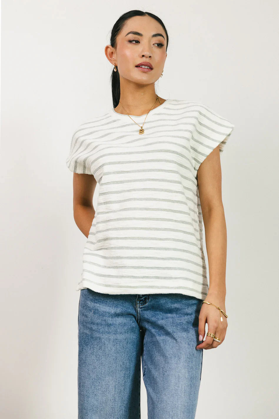Jessie Striped Top in Sage