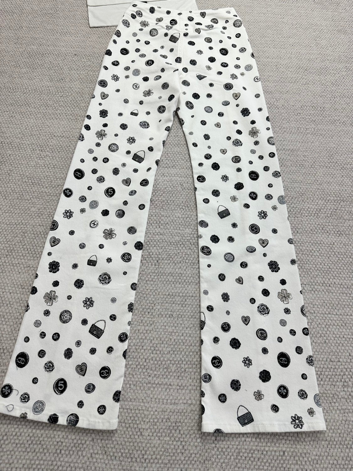 Chanel Women's Spring/Fall Fashion Casual Solid Color Classic Print Long Leg Denim Pants #78936