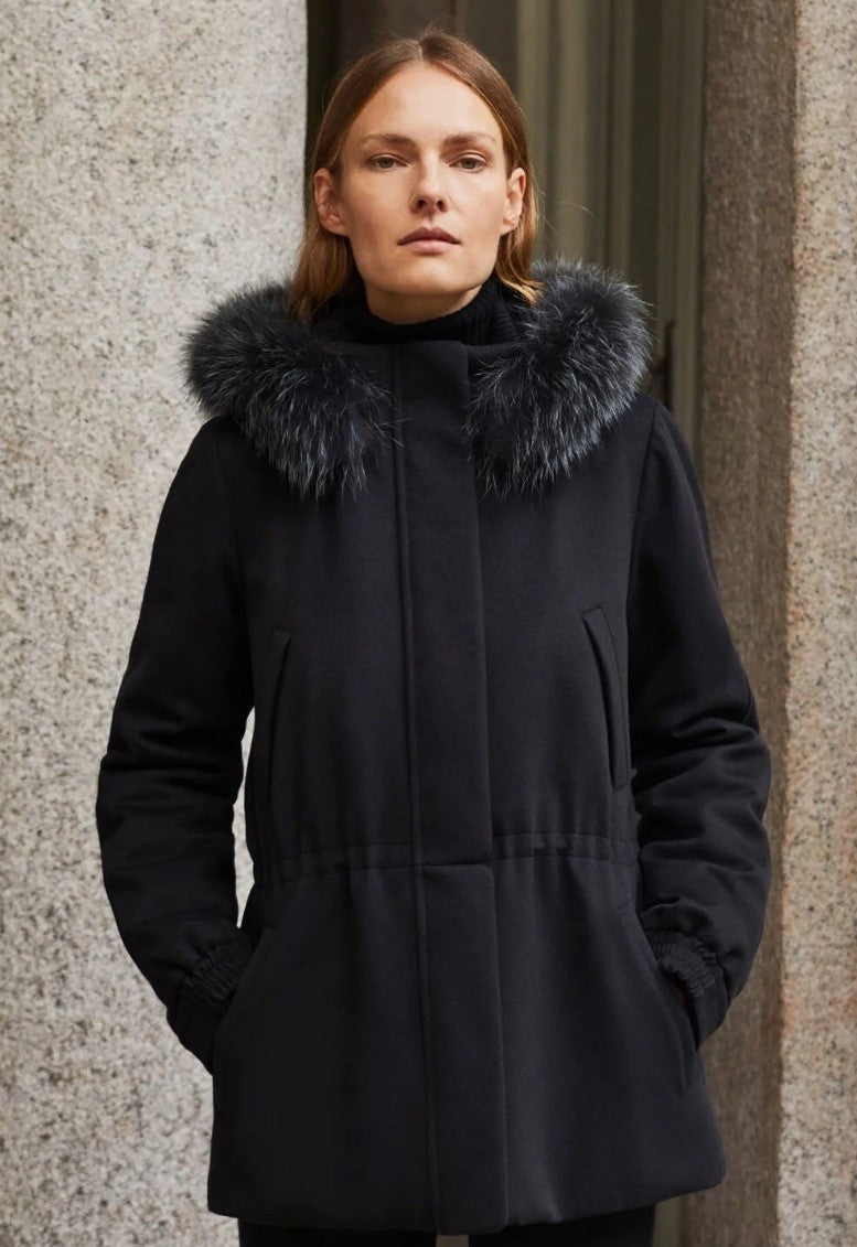 Loro Piana Lcery Short Women's Ski Jacket Furry Collar Warm Fashion Long Sleeve Jacket Elegant Temperament Loose Casual Coat  Ngvp #2418