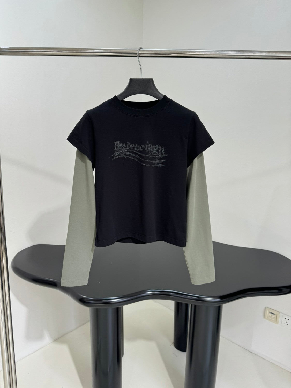 Balenciaga WASHED CRAYON POLITICAL Men's And Women's Spring/fall Casual Fashion Crewneck Pullover Retro Stretch Knit Fabric Slim Fit Short Sleeve T-shirt #79383
