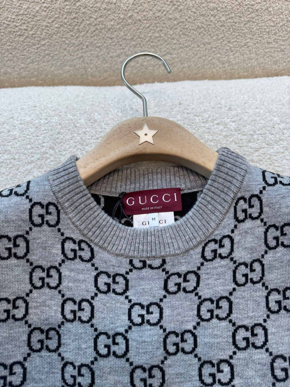 Gucci Gray And Black Reversible GG wool Jacquard Top Featuring Iconic GG Pattern #332622
