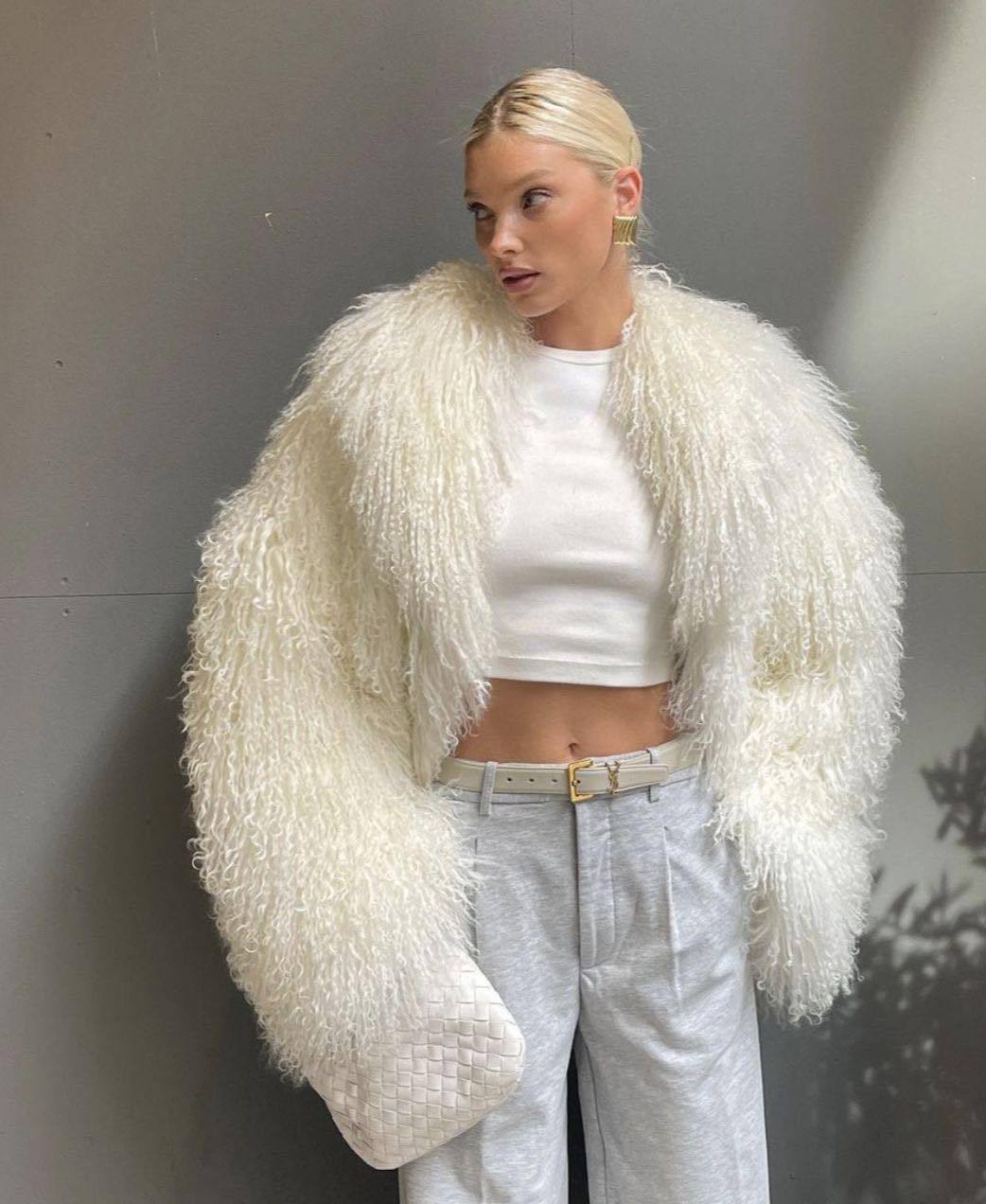 Beach Sheepskin Solid Color Fluffy Casual Long-Sleeved Fur #171746