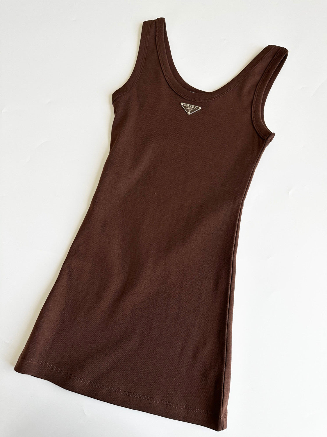 PRADA Cocoa Brown Ribbed Knit Top #378067