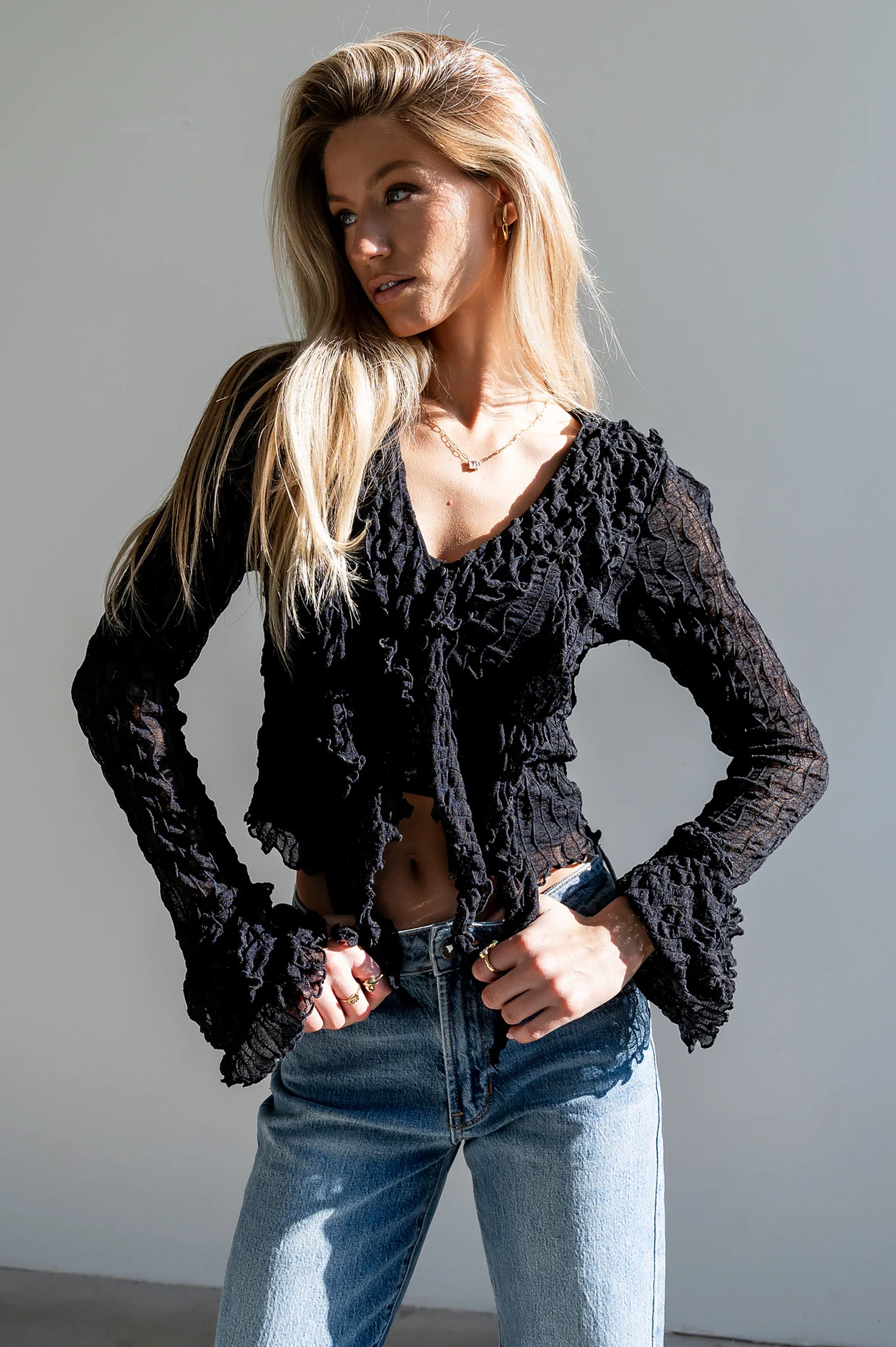 Joy Ruffle Top in Black
