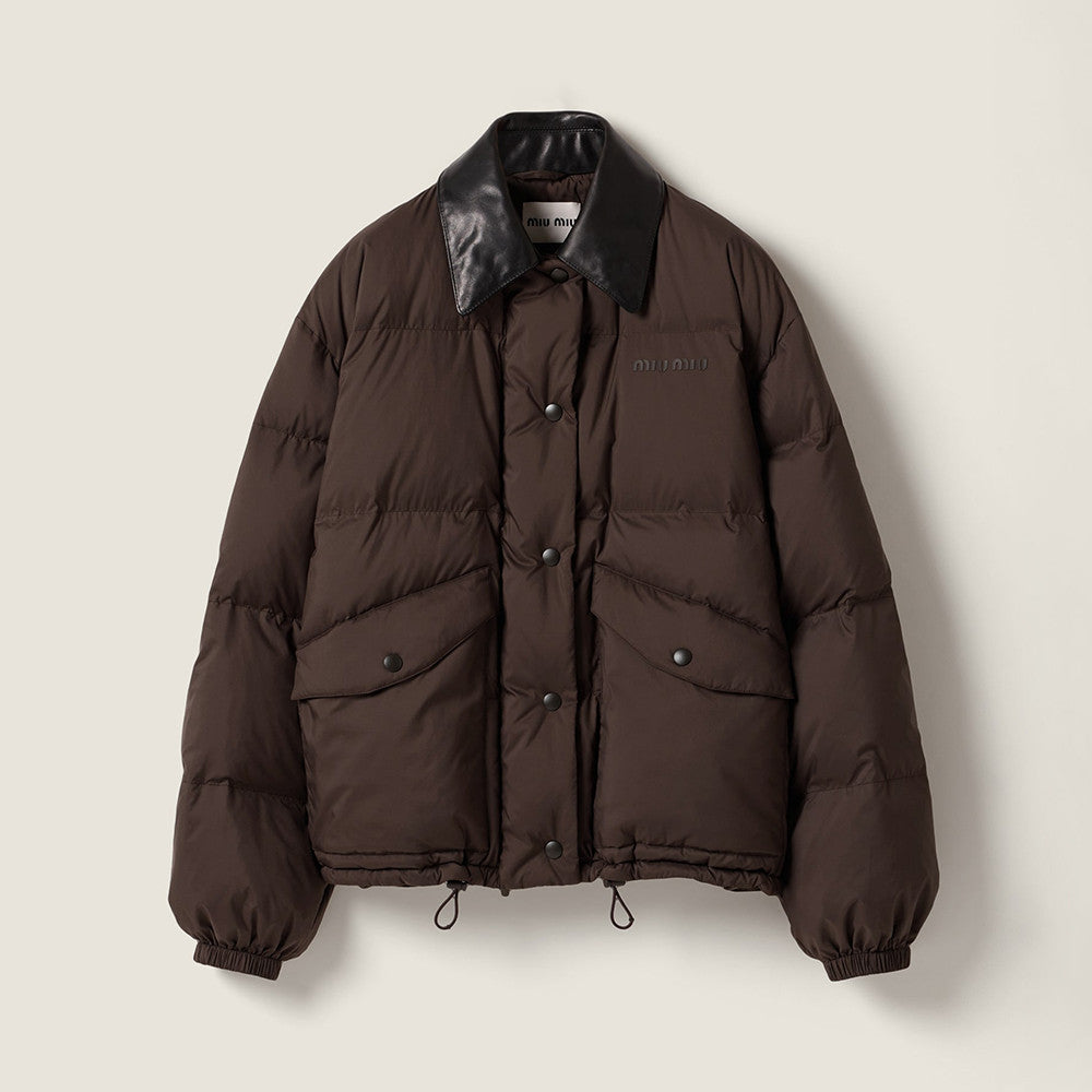 MiuMiu Ebony Technical Pong¨¦ Cropped Down Jacket  #335949