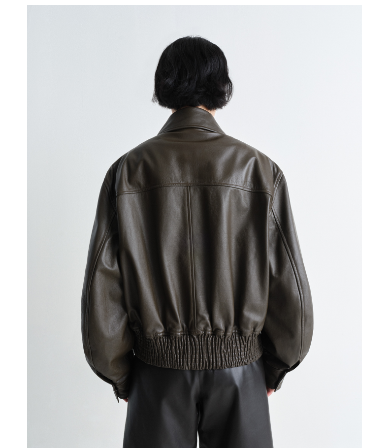 Lemaire Women's Men's Autumn And Winter Cream White Loose Pilot Leather Jacket Solid Color Fashion Trend Casual Lapel Long Sleeve Zipper Jacket Ngvp #2453