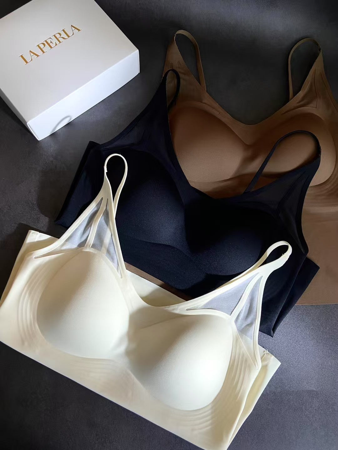 Laperla Women's Comfortable Seamless Silk Lined Bra Pads with Thin Straps  Beautiful Back Design  High-Stretch Breathable Underwear #78499