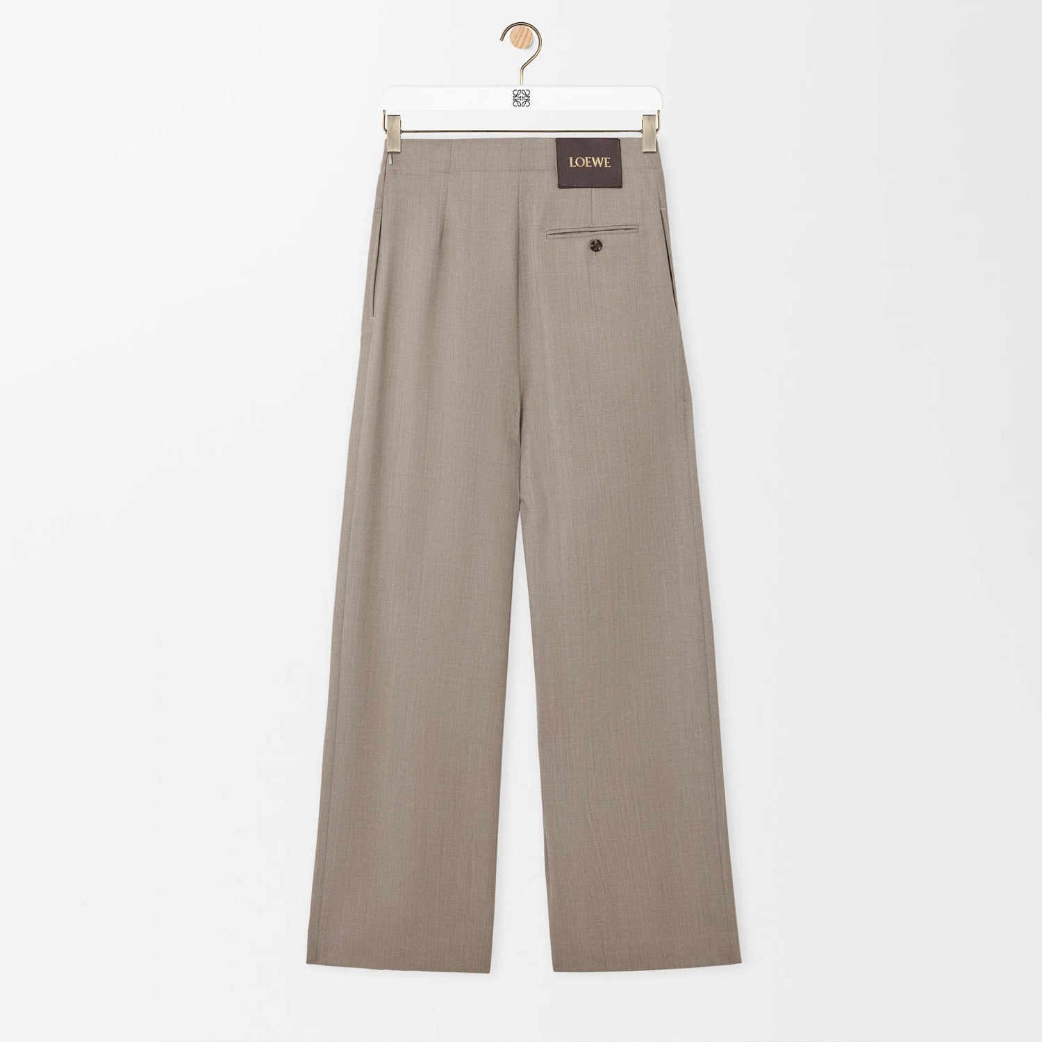 Loewe Women's Spring/fall Classic Solid Color V Neck Single Button Long Sleeve Blazer Paired With Solid Color Elastic Waist Straight Leg Suit Pants Suit Set #79228