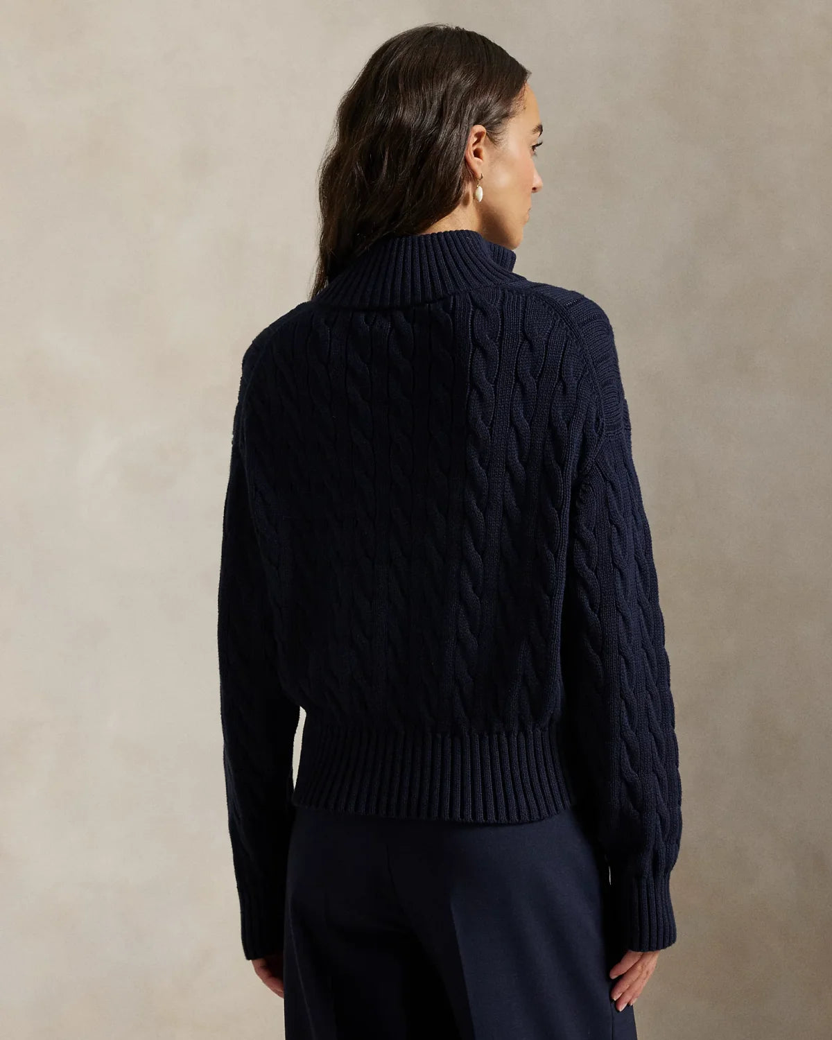 Ralph Lauren Cable-Knit Cotton Quarter Zip Jumper Women #375944