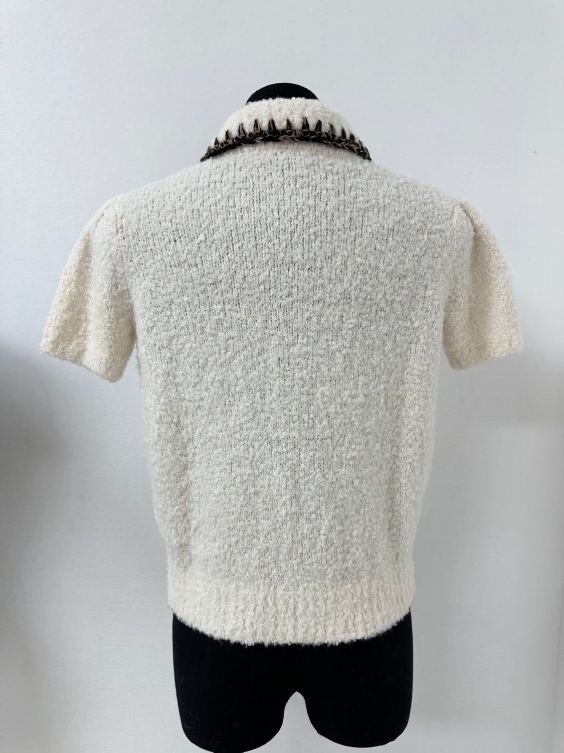 Chanel Top-Quality Version Short-sleeved Top Cashmere Alpaca White Brown #336577