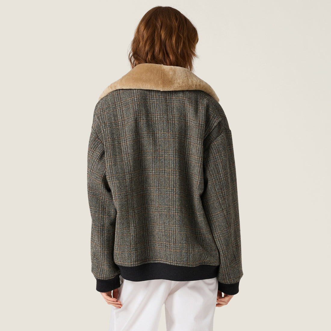 MiuMiu Women's Fall/Winter Fashion Casual Lapel Shearling Collar Zipper Long Sleeve Jacket #79545