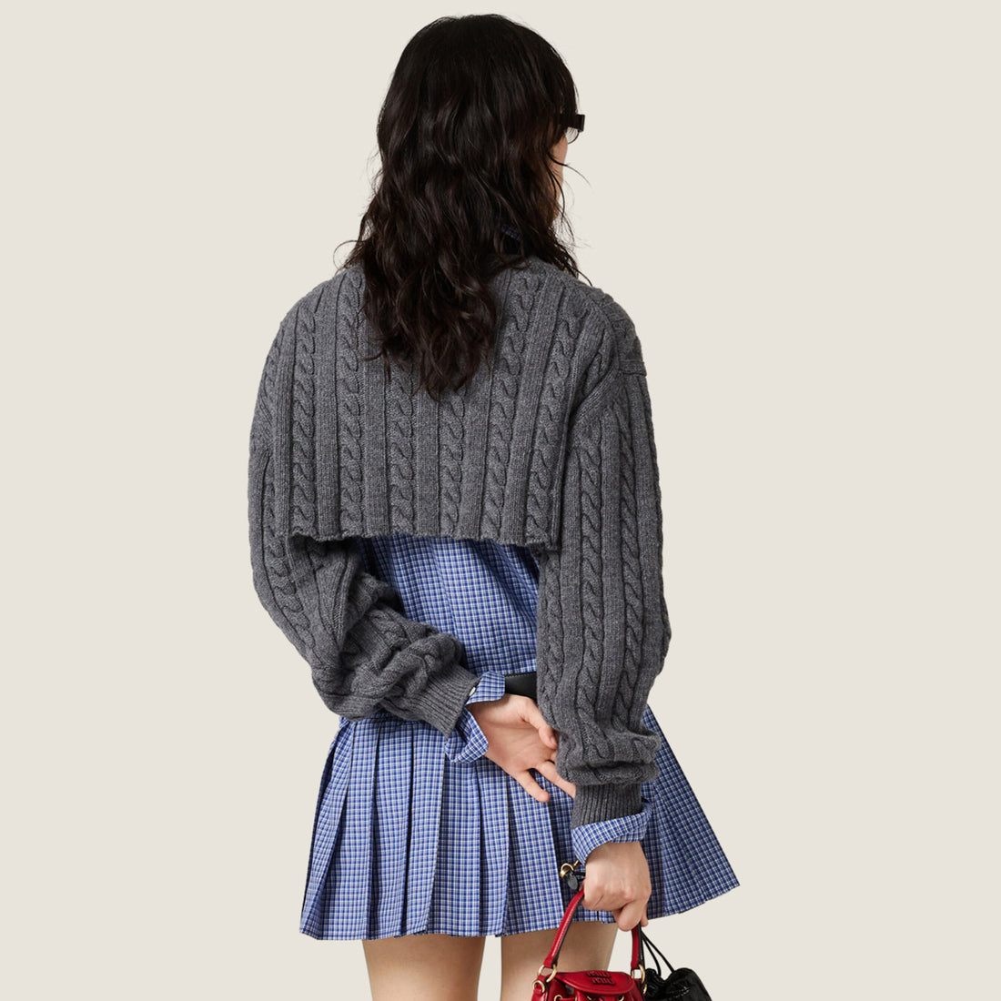 MiuMiu Women's Fall/Winter Fashion Classic V Neck Short Sleeve Long Sleeve Color Block Wool Sweater #79225