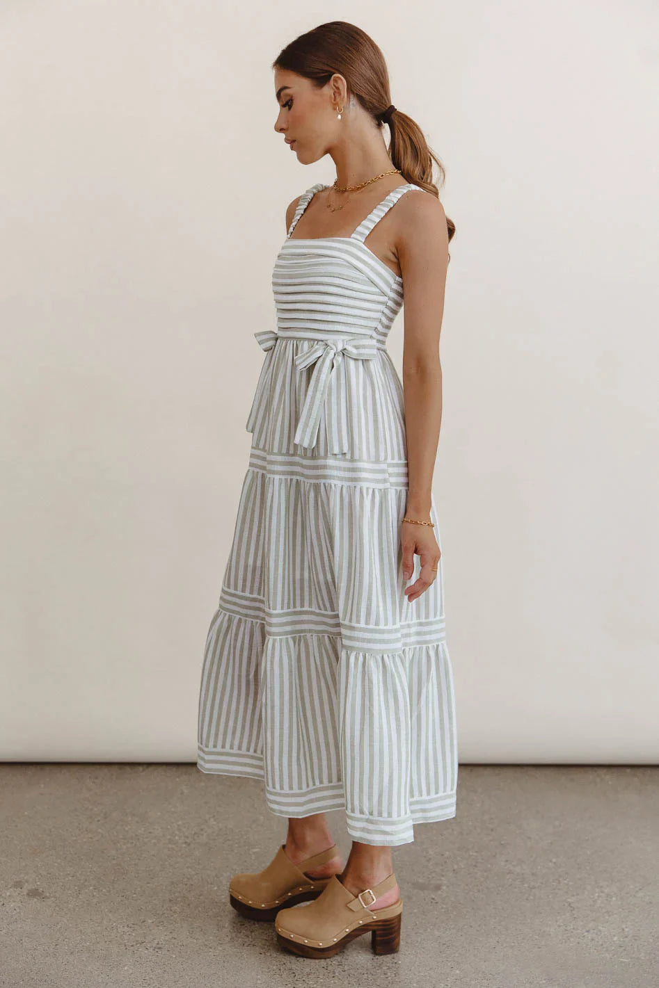Caroline Striped Midi Dress