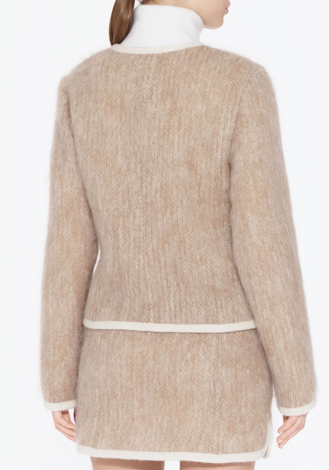 Chanel Jacket Skirt Mohair Wool Beige White #334402