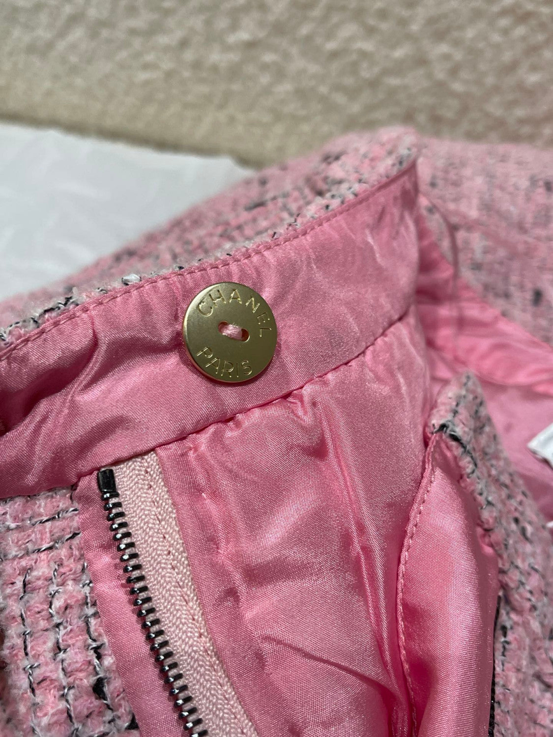 Chanel Short-sleeved Top Shorts Tweed Pink Black White#335416