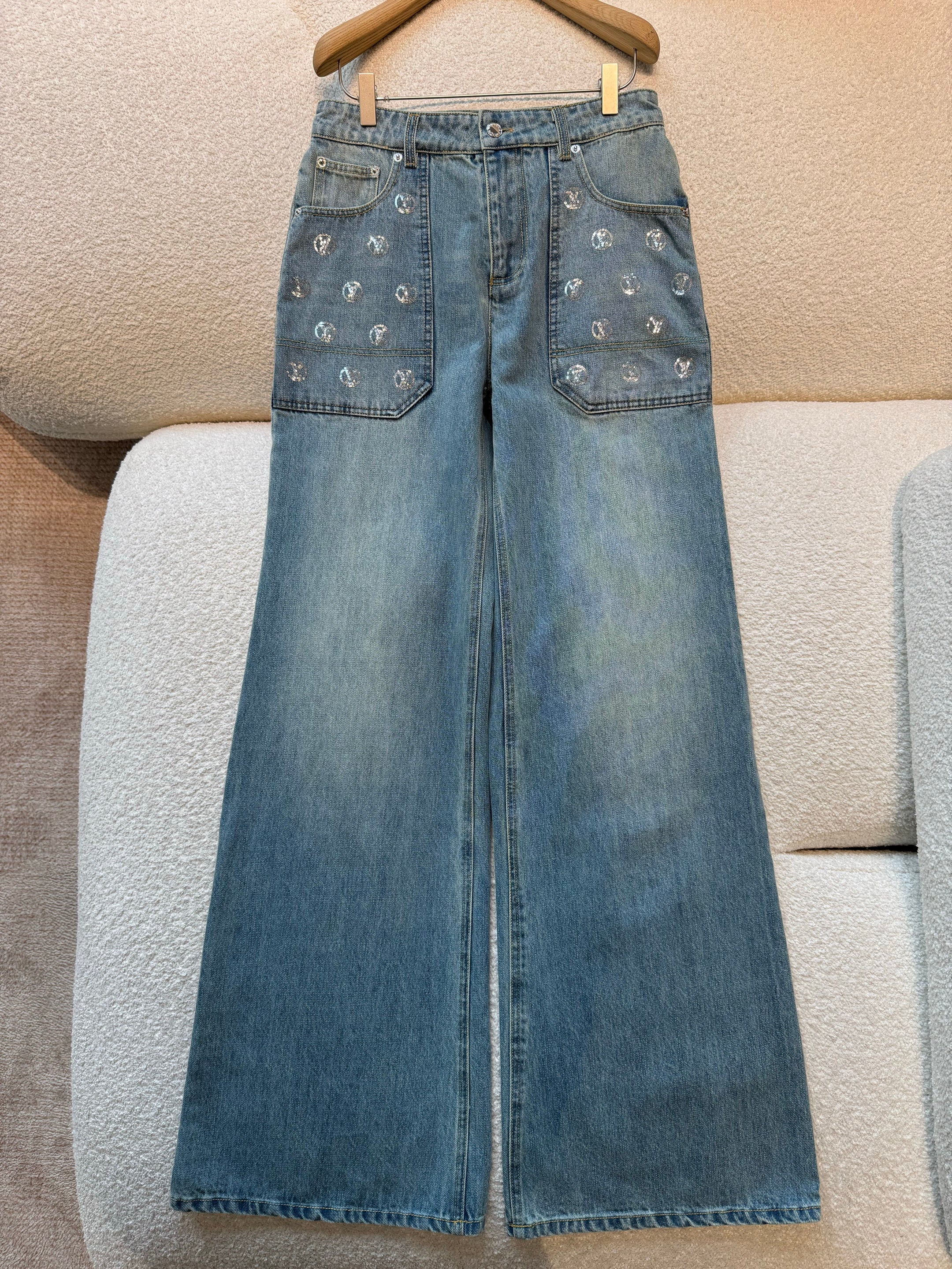 LOUIS VUITTON Signature Sequin Accent Flared Jeans #377460