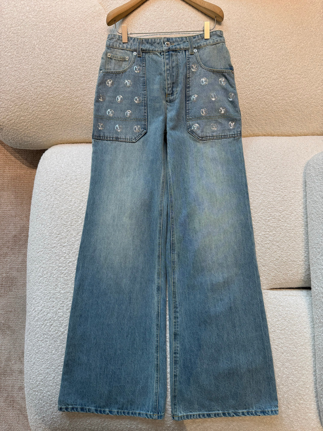 LOUIS VUITTON Signature Sequin Accent Flared Jeans #377460